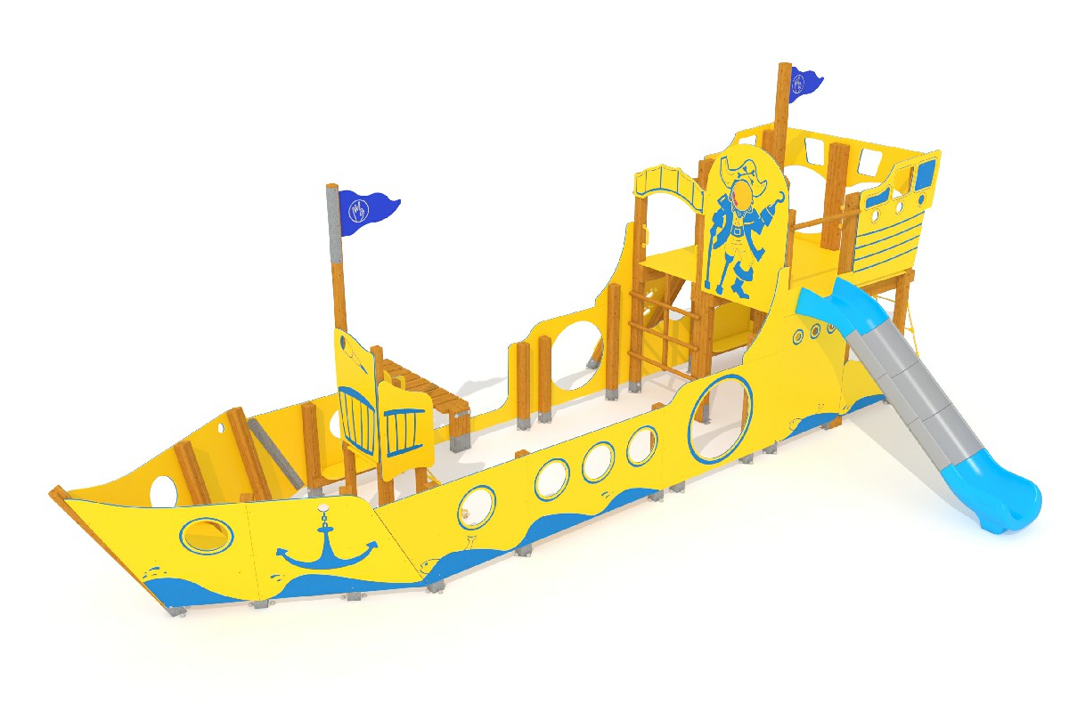 barco pirata madera para parques infantiles certificado 3d