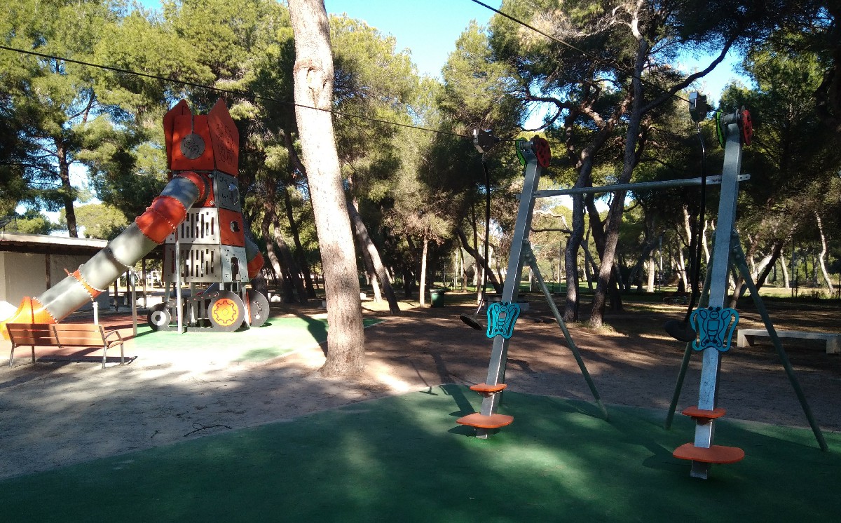 tirolina doble metalica parque infantil