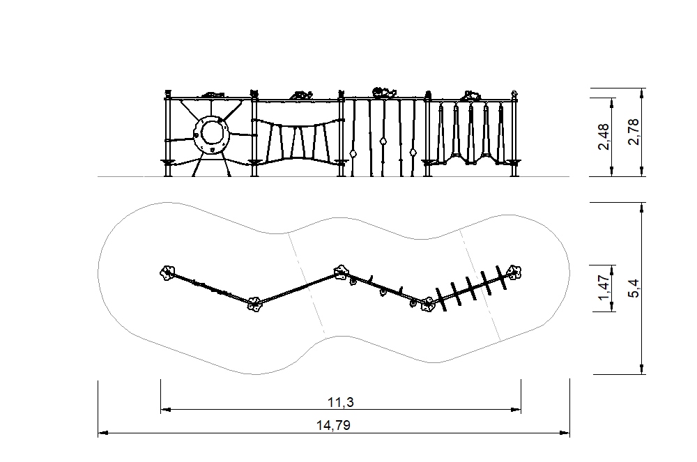 circuito cuerdas zig zag 2d