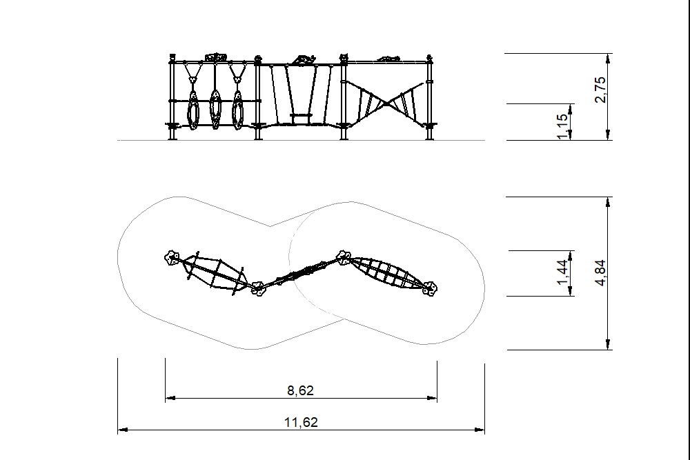 circuito cuerdas zig zag 2d