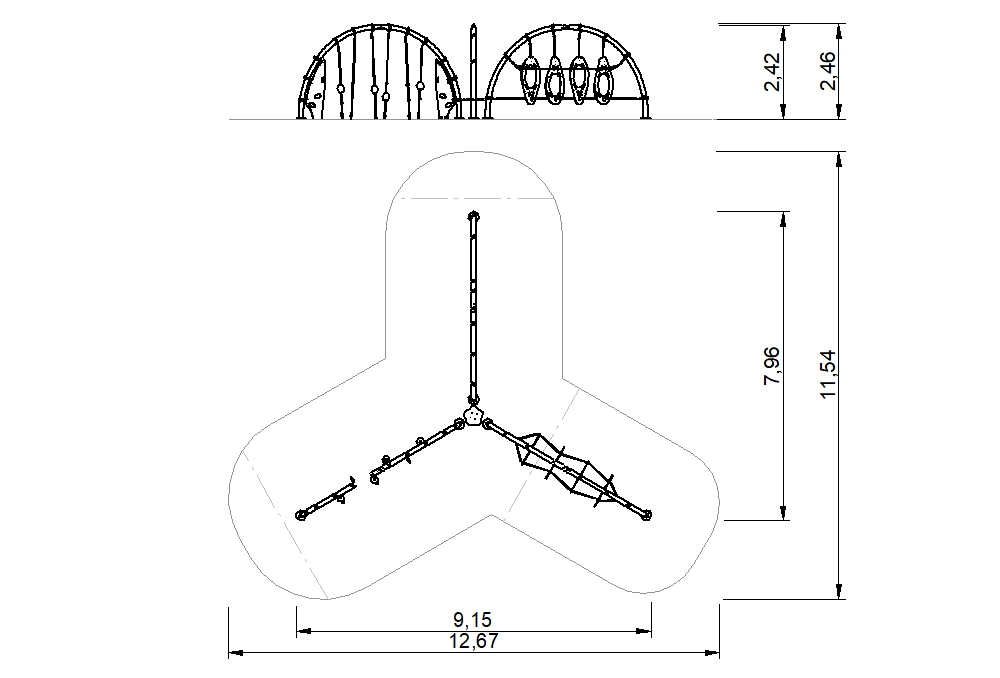 circuito cuerdas estrella 3 arcos 2d