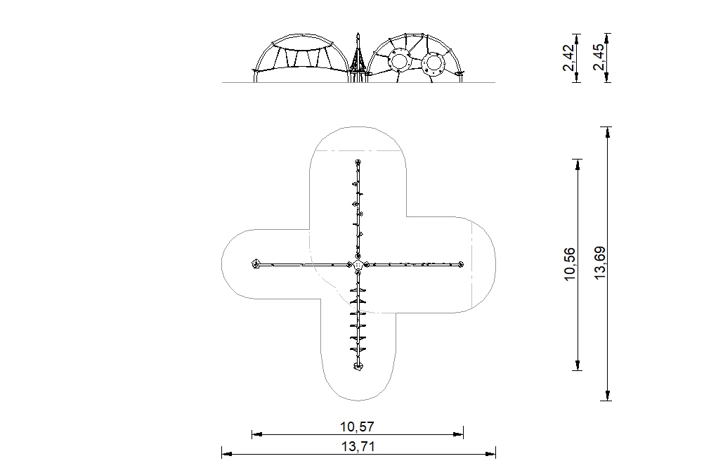 circuito cuerdas cruz 4 arcos 2d