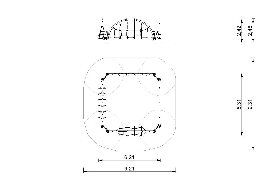 circuito cuerdas cuadrado 2d