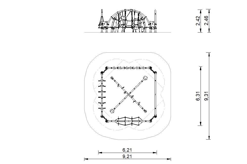 circuito cuerdas cuadrado cruz 2d