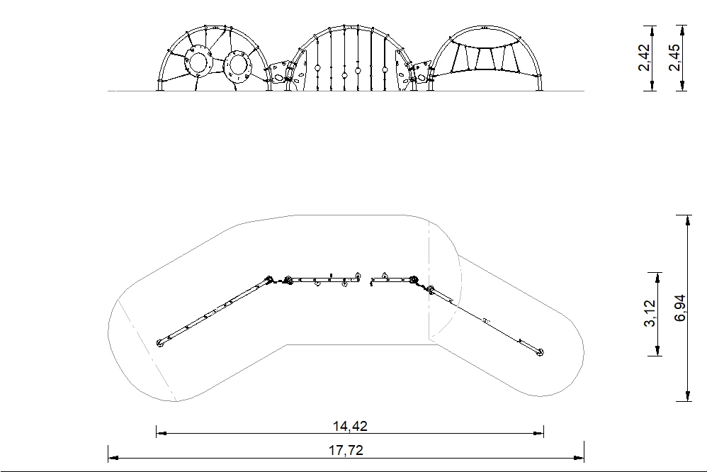 circuito cuerdas 3 arcos linea 2d