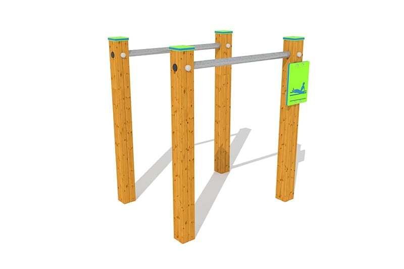 barras paralelas madera exterior 3d