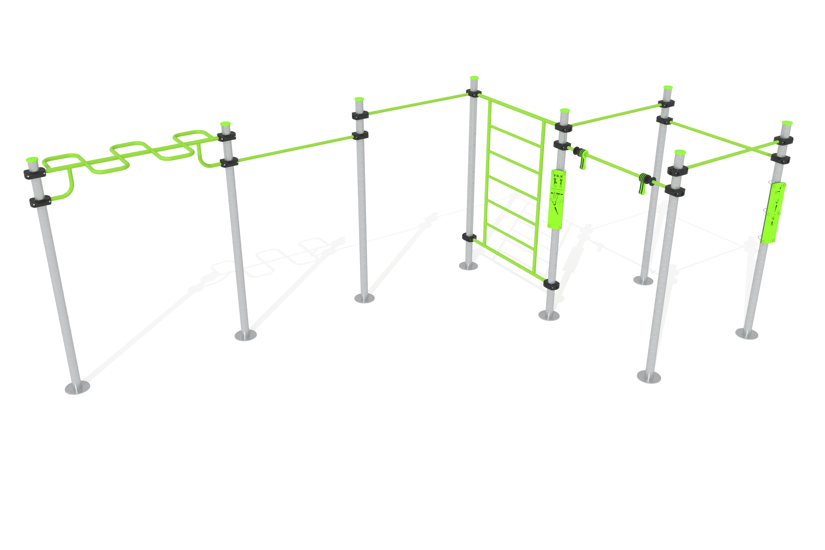 estructura postes acero galvanizado barras calistenia 3d